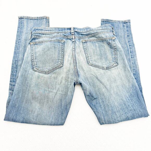 Rag & Bone The Dre Ripped Distressed Golden Wash Denim Jeans Slim Fit Size 27 - Picture 5 of 8